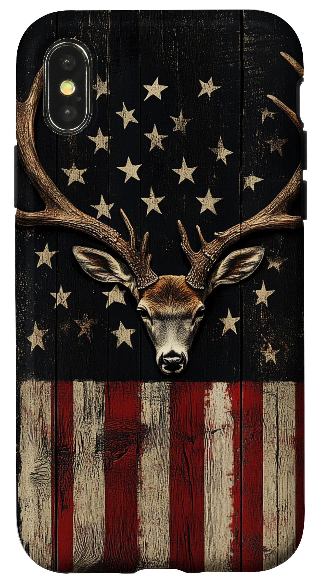 iPhone X/XS Deer Hunting American Flag With Deer Antlers Case — image 1