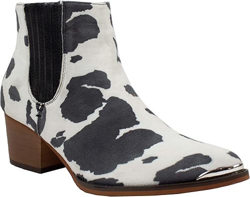 womens cow print boots