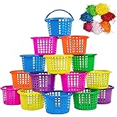 Eternity sky 18PCS Small Easter Baskets with Handles Bulk, 70g Faux Grass Confetti Strips Accessories Filler Stuffers for Spring Decorations Egg Hunt Party Supplies Favors