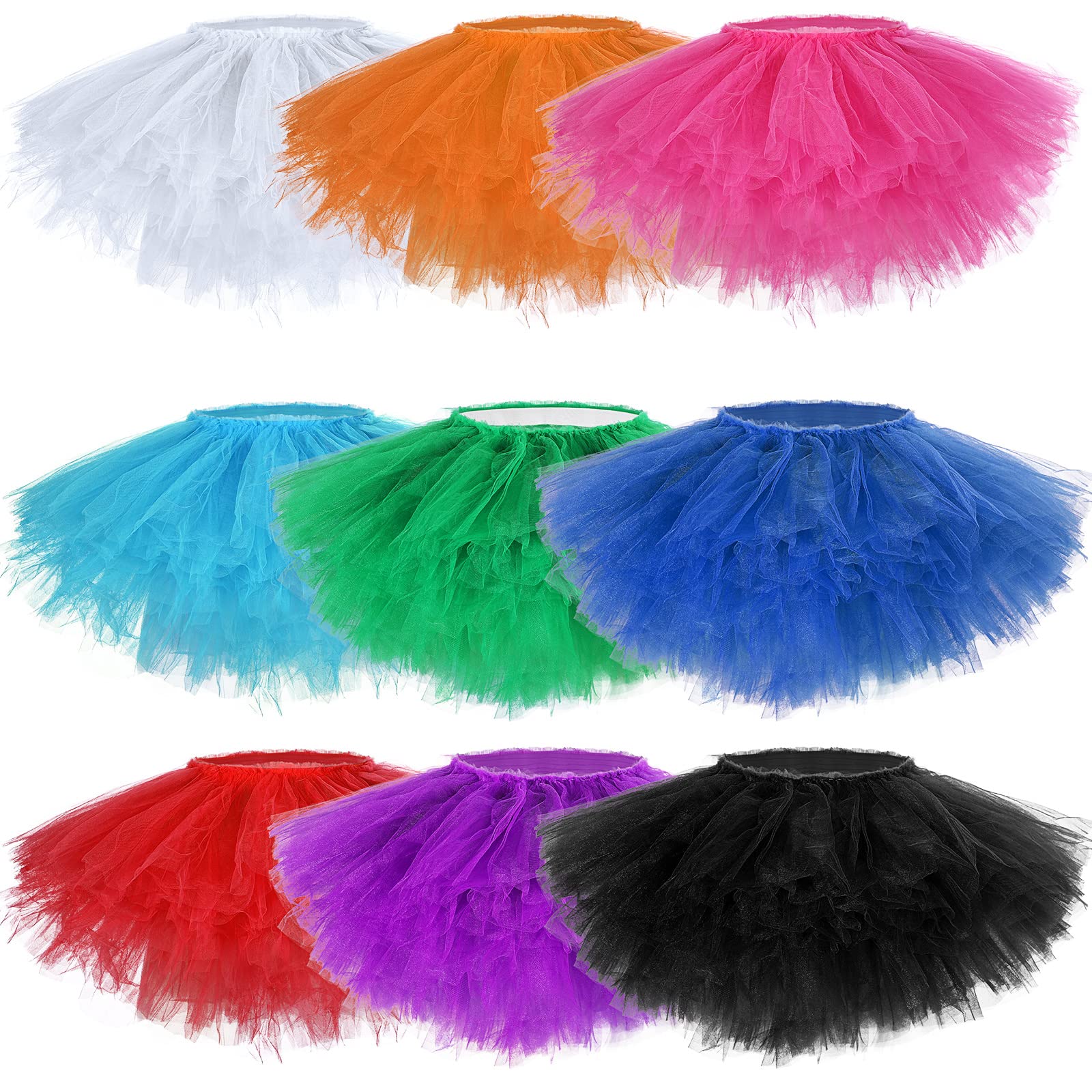 Photo 1 of ****ONLY FOUR**** 9 Pcs Adult Tutu Skirts for Women 5 Layered Tulle Tutu Skirt Classic Lady 80's Teen Adult Dance Tutu Short Elastic Teens Ballet Skirts, 9 Colors