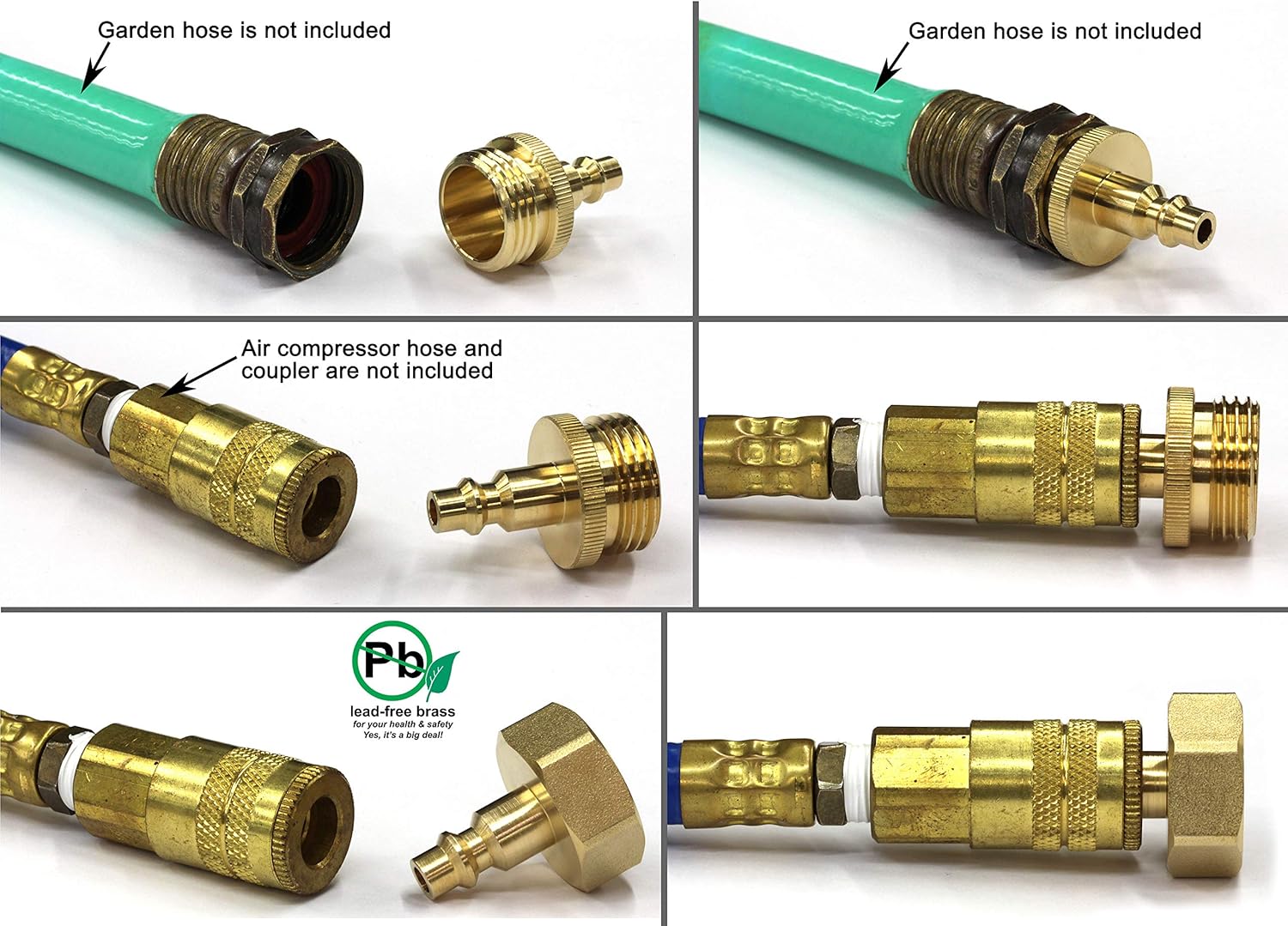 Water Blowout Quick Connect Plug Fittings for Air Compressor, Winterize Kit for RV, Camper, Outdoor Plumbing, Garden Hose, and Sprinkler Systems (One Pair) - - 