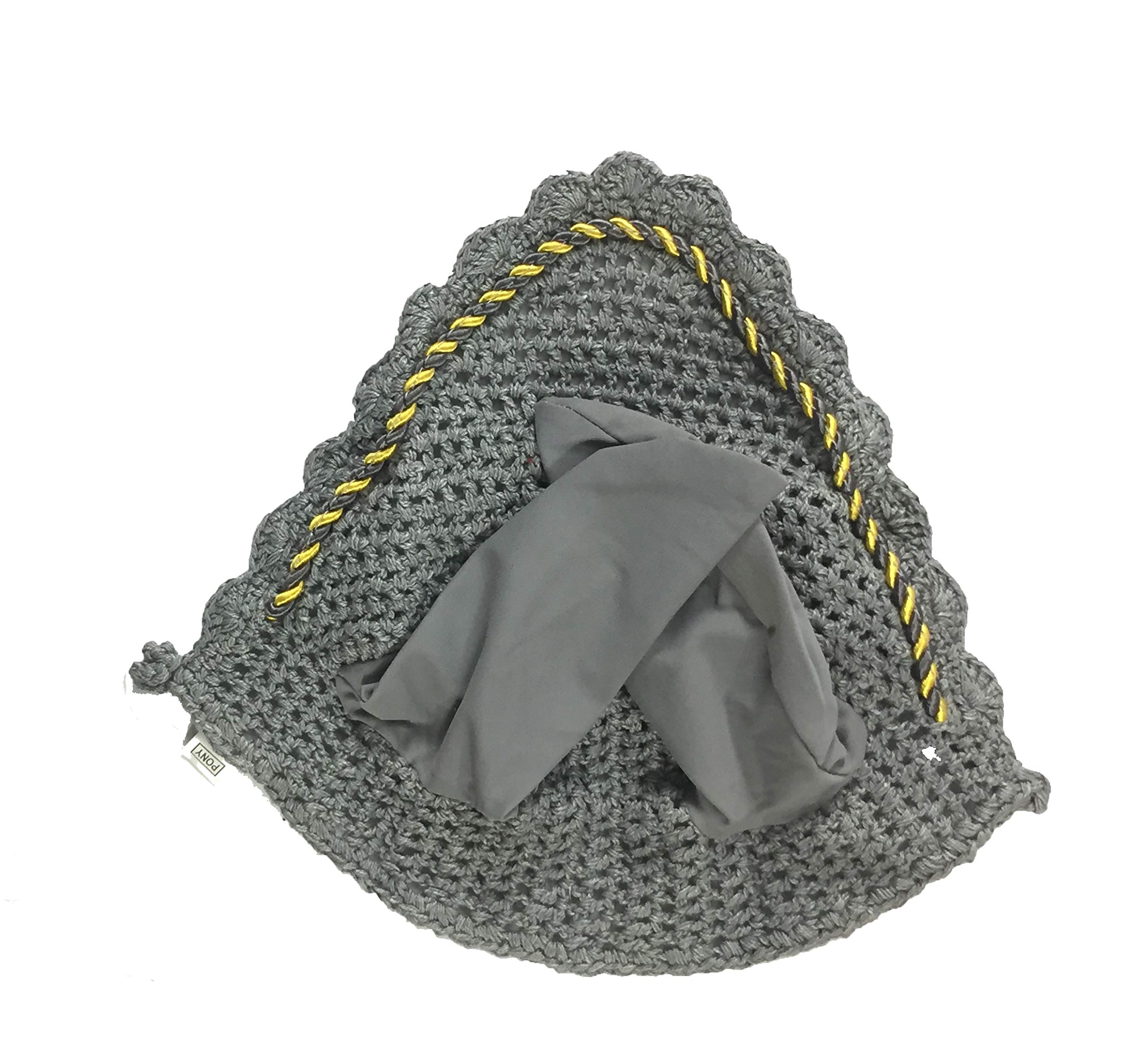 Spire Horse Soft Crochet Breathable Cotton Ear Net Hood Ear Protector Bonnets (Full, Grey) — image 1