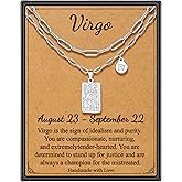 STORUP Zodiac Layered Necklaces for Women, Retro 12 Constellation Pendant Necklace for Women Tarot Card Necklace Jewelry Birthday Gifts for Her Sister Best Friend