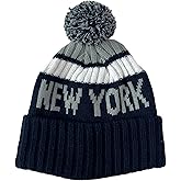 vkawesr City Beanie Knit Hat with Pom Winter Cuffed Cap Sport Fans Gift for Men Women