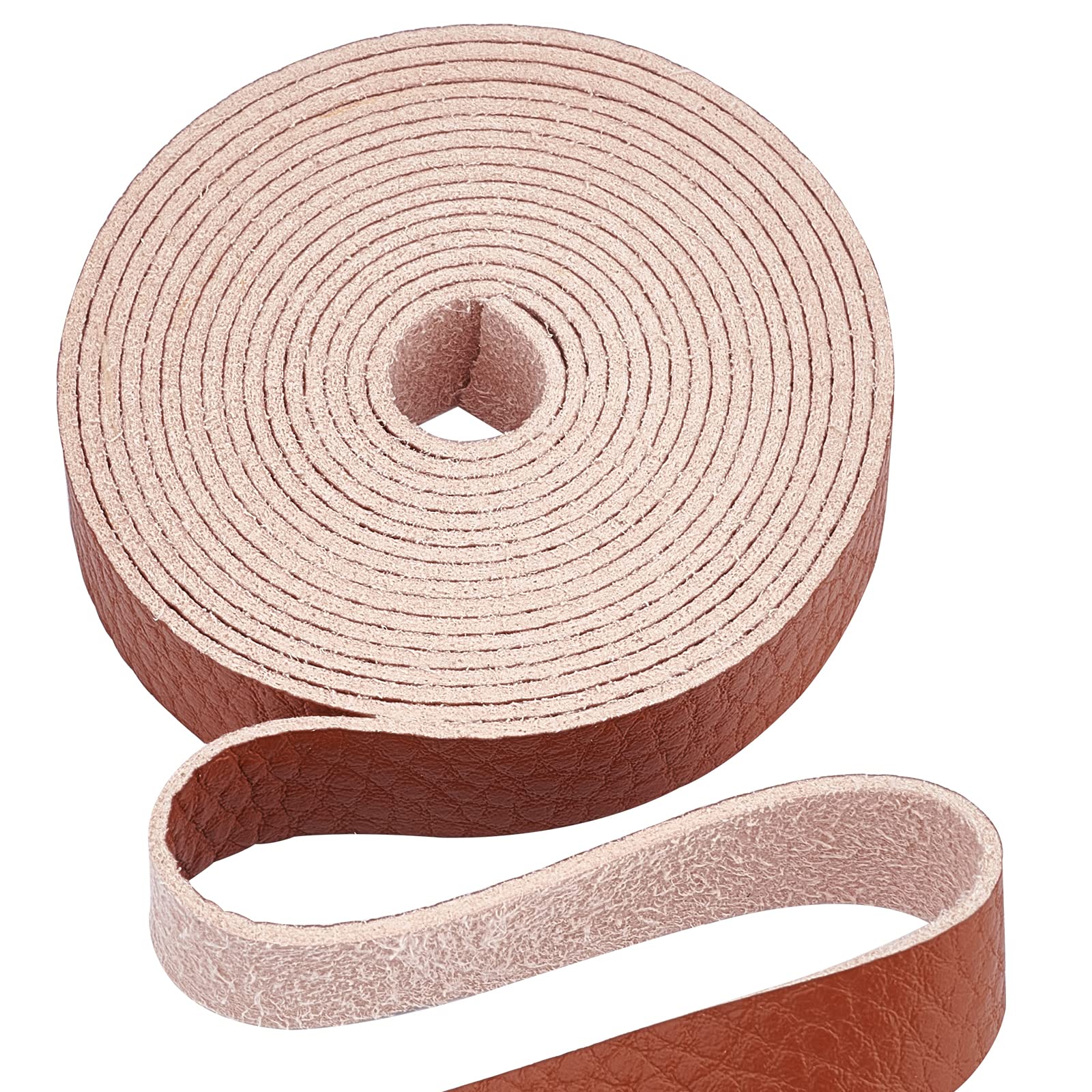 GORGECRAFT Lychee Pattern Leather Strap 78 Inch Long 0.5 Inch Wide Flat Cord Brown Leather Belt Strips for Crafts DIY Projects Clothing Pet Collars Traction Ropes Belt Keychains Wrapping