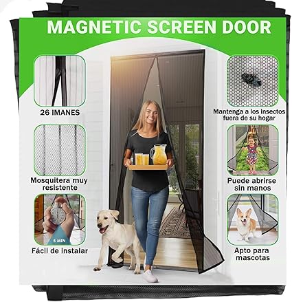 Jellas Mosquitera Magnética - Se Adapta a Puertas de hasta 90 x 210CM