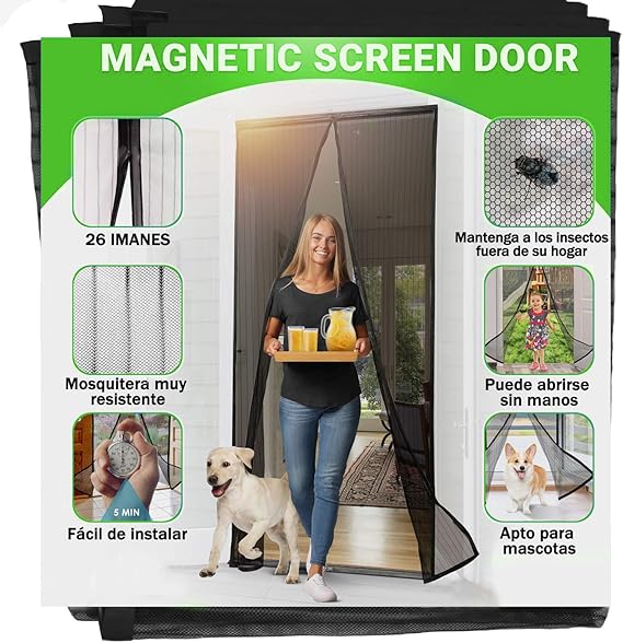 Jellas Mosquitera Magnética - Se Adapta a Puertas de hasta 90 x 210CM