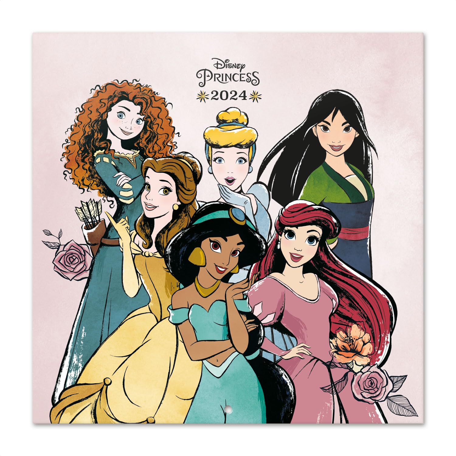 Grupo Erik Disney Princess Wall Calendar 2024 12" x 12" | 12 Month Planner | Square Wall Calendar 2024 | Family Planner Calendar 2024 | Disney Calendar 2024 | Princess Calendar