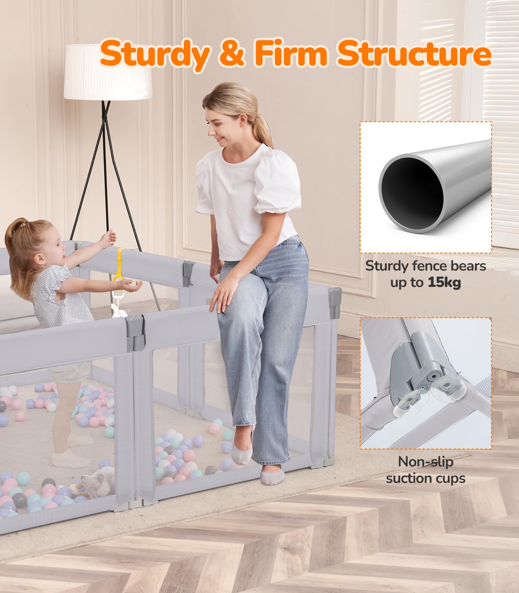 Dripex Foldable Playpen, Extra Large Baby Playpen, 71