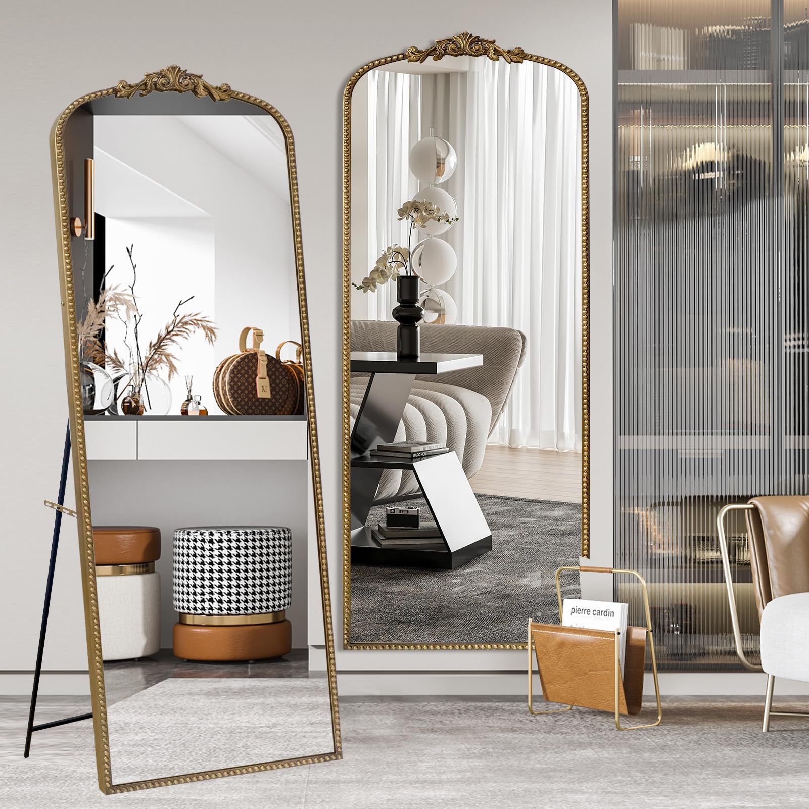 Photo 1 of Growsun Antique Vintage Gold Baroque Full Length Mirror,71''x30'' Full Body Floor Mirror w/Free Standing,Wall-Mounted or Leaning Against Wall for Bedroom, Living Room