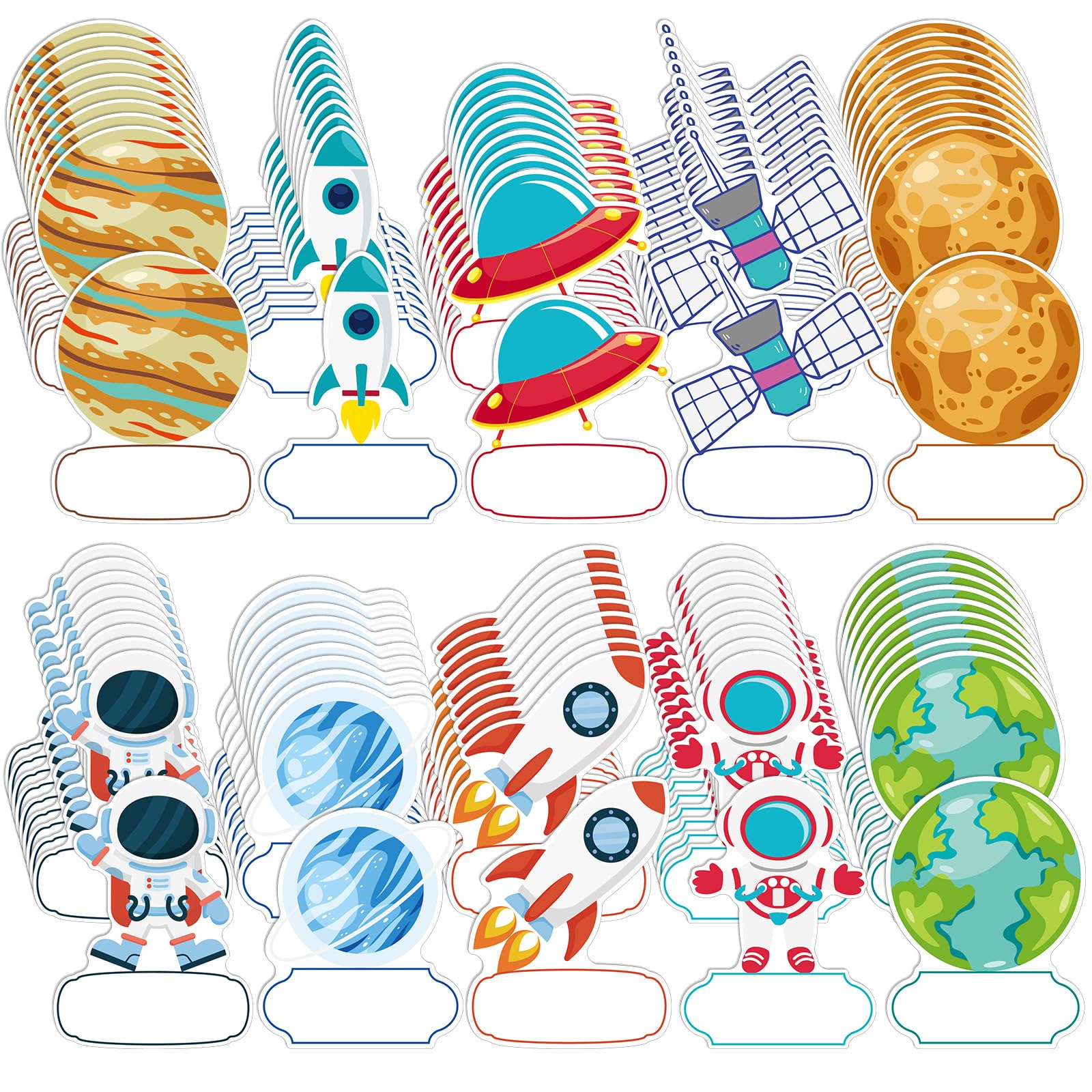 Photo 1 of 100 Pcs Classroom Name Tags for Cubbies Bulk Name Tags for Desks Stickers Groovy Boho Labels Bulletin Board Decor Student Desks & Cubbies for Kindergarten, Preschool(Space)