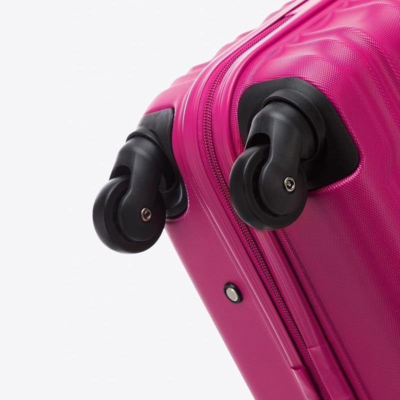 Valigia da viaggio grande trolley valigia check-in guscio rigido ABS 4 ruote piroettanti chiusura a combinazione maniglia telescopica Groove Line rosa Ryanair/ITA Airways/easyJet/Wizz Air