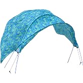 Tommy Bahama Sandtorini Beach Shade, Blue Tropical Leaves, 6 x 8 x 6 ft | UPF 50+ Sun Protection, 70 sq ft Coverage, Wind-Responsive Fabric, 2 Aluminum Bungee Poles, Carry bag