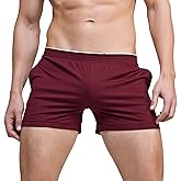 Linemoon Men's Solid Cotton Sleep Bottoms Fashion Simple Active Shorts