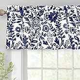 DriftAway Julia Lined Valance Double Layer Thermal Insulated Room Darkening Blackout Valances 3 Inch Rod Pocket Window Valance for Bathroom Living Room 52 Inch by 14 Inch Navy