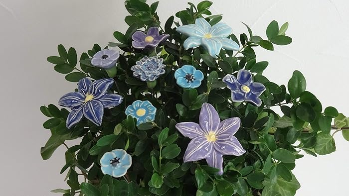 10 Keramikblumen: Gemischt/bunt