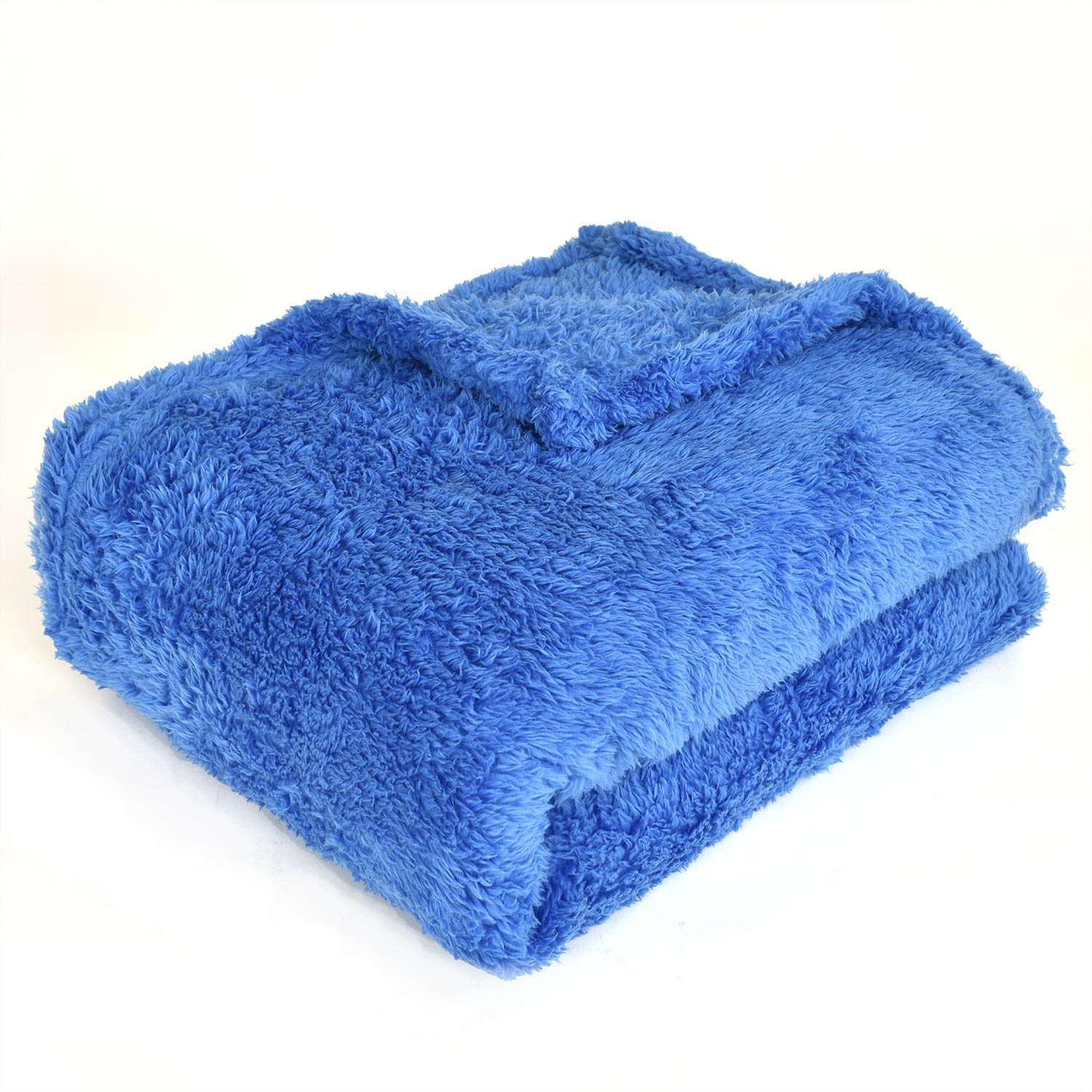 EHC Teddy Super Soft Fleece Warm Throw Thermal Sofa Blanket 130 x 170cm - Blue