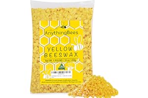 Anythingbees Yellow Handmade Beeswax Pellets - 100% Natural Premium Cosmetic Pure Grade Triple Filtered Easy Melt Bees Wax |Great for DIY Projects, Lip Balm Lotions|Organic Candles Skin Care Balm