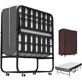 OPTYMIRA 75"x38" Folding Bed with Mattress for Adult,Portable Roll Away Bed | 4.7" Thick Memory Foam Mattress,Metal Foldable Bed Frame for Guest Hideaway Rollaway Bed with Wheels Space Saving