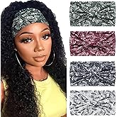 SAWINDA Wide Headbands for Women Boho Womens Head Bands Knotted Print Non-Slip Head Bands for Women's Hair Vintage African Style Bandanas Workout Yoga Sports Head Wraps 4 Pack