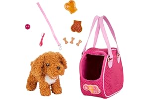 Our Generation - Hop in Dog Carrier - Poodle Dog Plush - Pet Carrier Bag - 18-Inch Doll Accessories - Stuffed Animal Toy - Ki