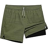 maamgic Men's 5'' Athletic Shorts 2 in 1 Running Shorts Recycled Polyester Workout Shorts