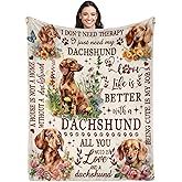 Lussues Nee Dachshund Gifts for Women,50 x 60in Dachshund Flannel Blanket Throws for Dog Mom