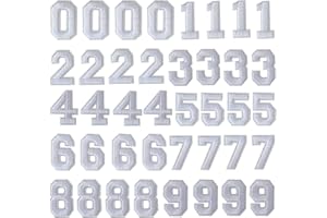 TACVEL 40 Pieces White Iron on Numbers Patches, Numbers 0-9 Applique for Clothes, Dress, Hat, Socks, Jeans, DIY Accessories