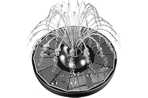 SZMP Solar Water Fountain Upgraded 100% Glass Panel, 3.5W Solar Powered Fountains Built-in 2000 Battery with 7 Nozzle & 4 Fixer, Solar Fountain Pump for Bird Baths, Pond, Outdoor (White)