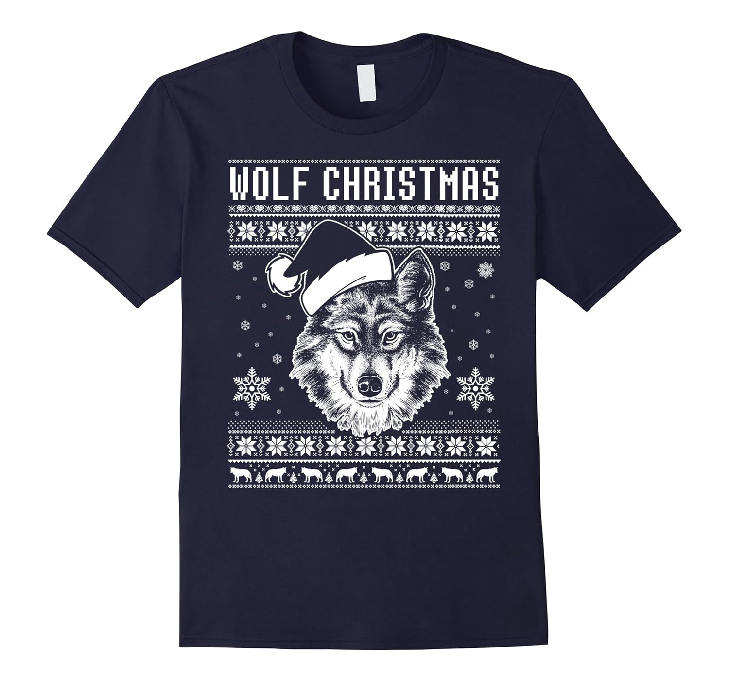 Christmas Wolf Funny Ugly Christmas Sweater T-Shirt-ANZ