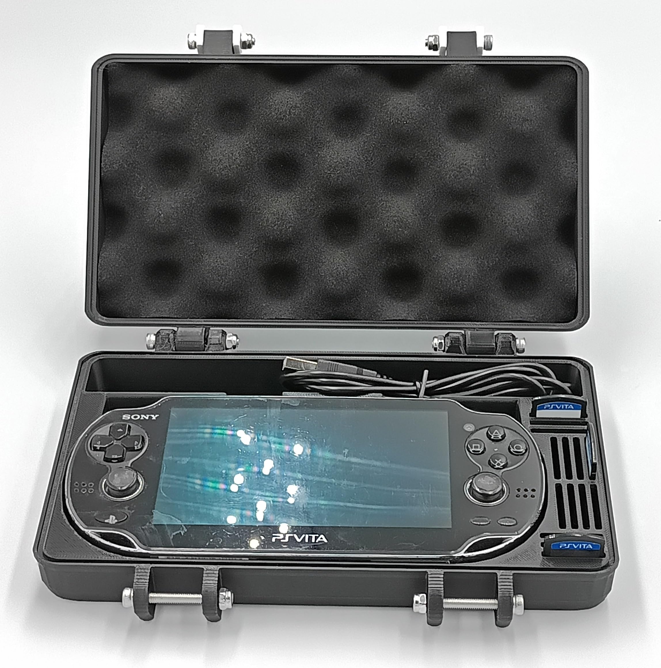 Rugged Protective Carrying Case for PS Vita 1000 - Holds 14 Games and USB Cable