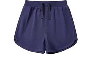 Kid Nation Girls Athletic Shorts Cotton Girls Running Shorts with Pockets Drawstring Kids Soccer Gym Workout Sports Shorts