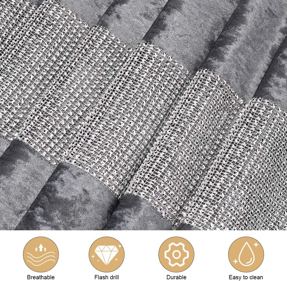 HALOViE 13 x 90 Inch Table Runner, Rectangular Coffee Dining Table Cloth Dresser Runners with Diamante Strip for Home Kitchen Party Wedding Decorations Gray: Home & Kitchen