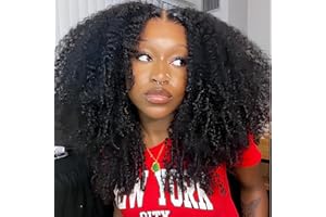 ISEE Wear and Go Glueless Wig Afro Kinky Curly Lace Front Wigs Human Hair 7x5 HD Lace Afro Curly Wigs for Women Lace Pre Cut Glueless Wigs Human Hair Pre Plucked 20 Inch