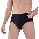 AIRCUTE Men Urinary Incontinence Underwear Washable Super Absorbency Briefs for Bladder Leaks 160ML 1 Pack (2X-Large, Black)