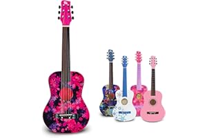 CB SKY 30” Floral Print Acoustic Metal Strings Guitar/Girls Gift/Kids Musical Toys/Musical Instrument (Purplish red)