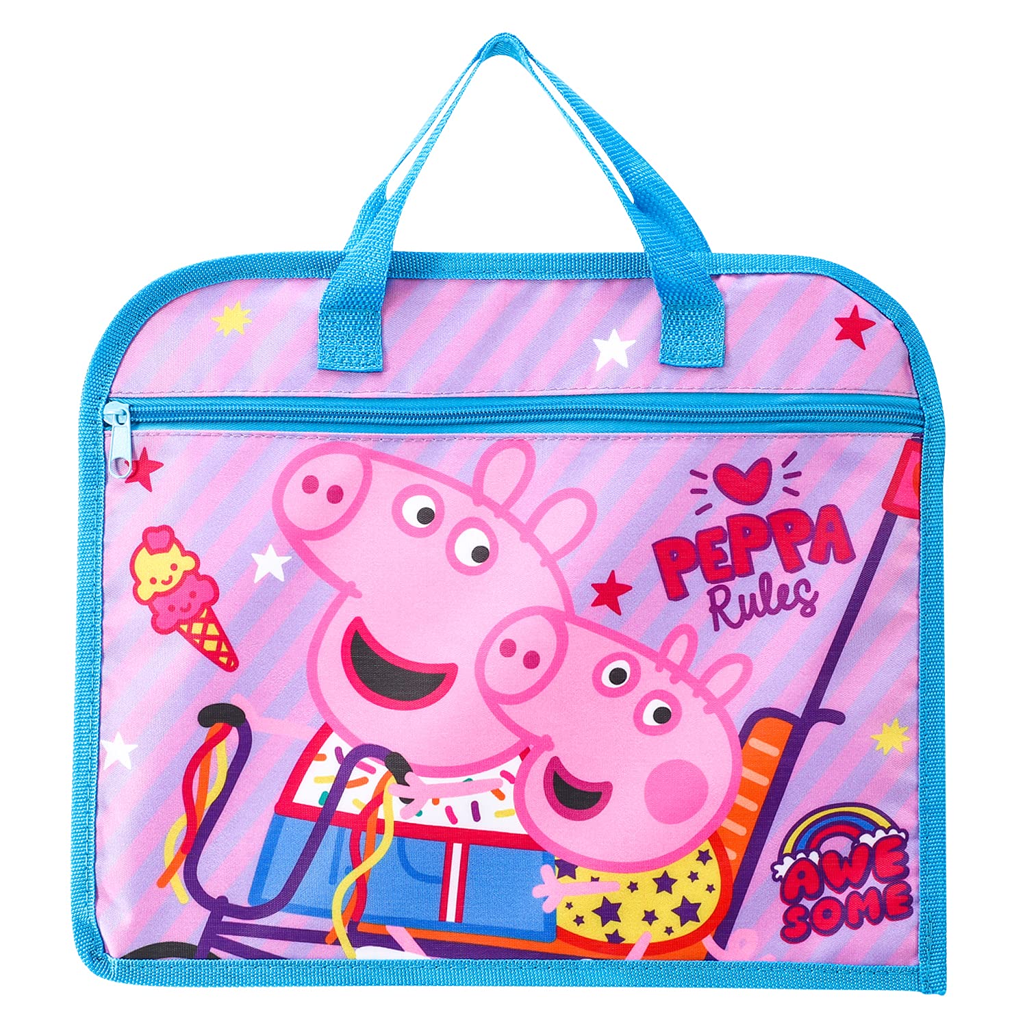 Peppa Pig Kids Childrens Zipped School Book Bag Primary Reading Bag