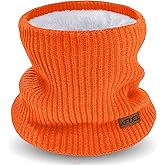 XFUEL Kids Neck Warmer, Knitted Winter Neck Gaiter, Fleece Lined Infinity Scarf for Boys Girls, Ski Mask for Cold Weather