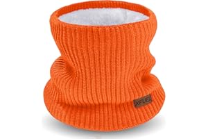 XFUEL Kids Neck Warmer, Knitted Winter Neck Gaiter, Fleece Lined Infinity Scarf for Boys Girls, Ski Mask for Cold Weather