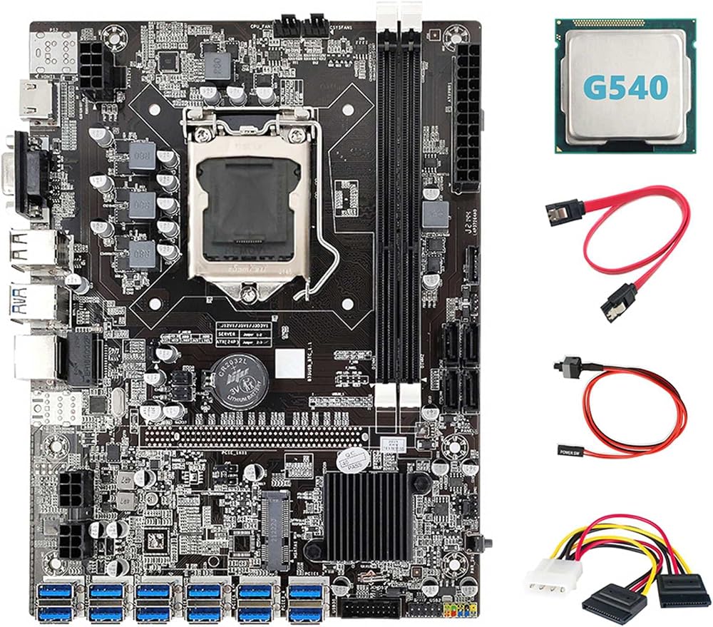 Lodokdre B75 ETH Miner Motherboard 12 PCIE USB3.0 G540 CPU LGA1155