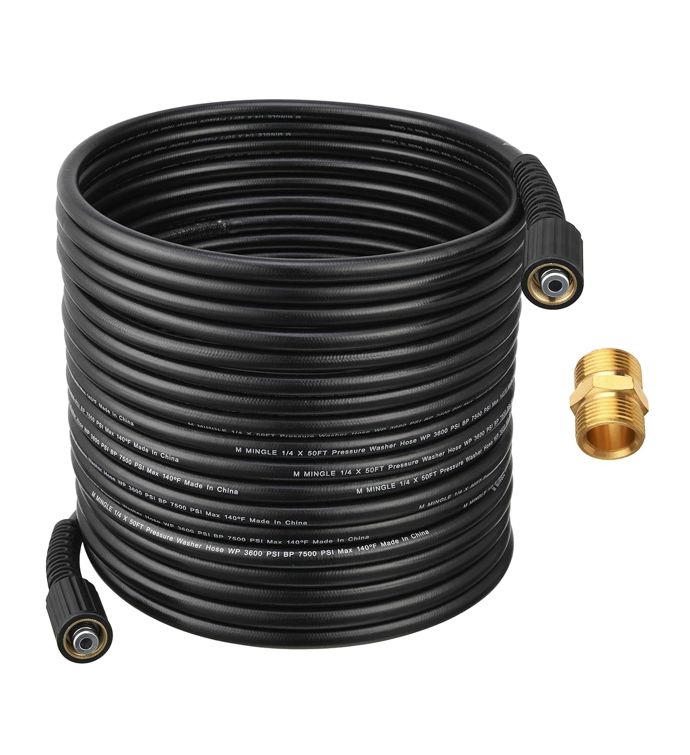 M MINGLE Pressure Washer Hose 50 Feet X 1/4 Inch for Most Brands
