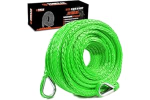 YUNPEAK Winch Rope Extension, 1/2'' x 50ft 32,500Lbs Synthetic Winch Extension Rope, Winch Extension Line for Off Road Vehicle ATV UTV SUV Jeep (Green)