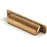 khtumeware 10 Pack 3" Drawer Pulls Antique Brass Cabinet Cup Pulls Kitchen Hardware Cabinet Handles Drawer Handles Knobs 3 in