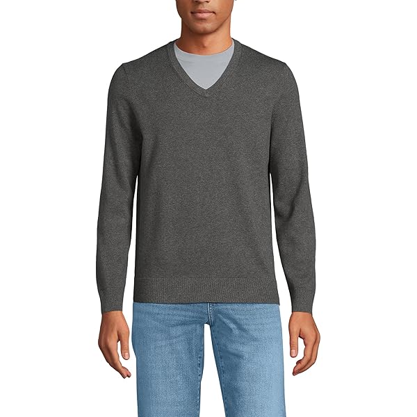 Lands' End Men's Long Sleeve Fine Gauge Cotton Quarter Zip Sweater