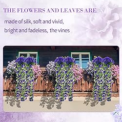 XunYee 4 Pack Violet Hanging Flowers Artificial