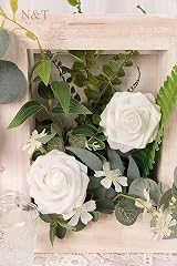 N&T NIETING 50pcs Artificial White Roses Real Touch Foam Flowers DIY Wedding view 8