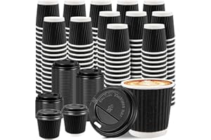 100 Set Paper Espresso Cups with Lids, 4oz Disposable Coffee Cups, Small Hot Drink Tea Cup, Insulated to Go Coffee Cups for C