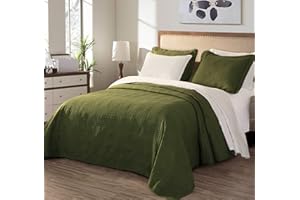 Chezmoi Collection Kingston 3-Piece Cypress Green King Size Quilt Set - Lightweight All Season Bed Coverlet Oversized King Bedspread 118" x 106"