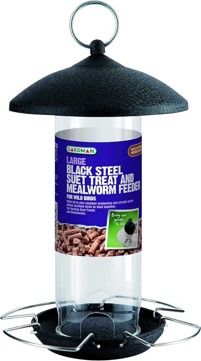 Gardman Black Steel Suet Treat And Mealworm Bird Feeder Amazon Co