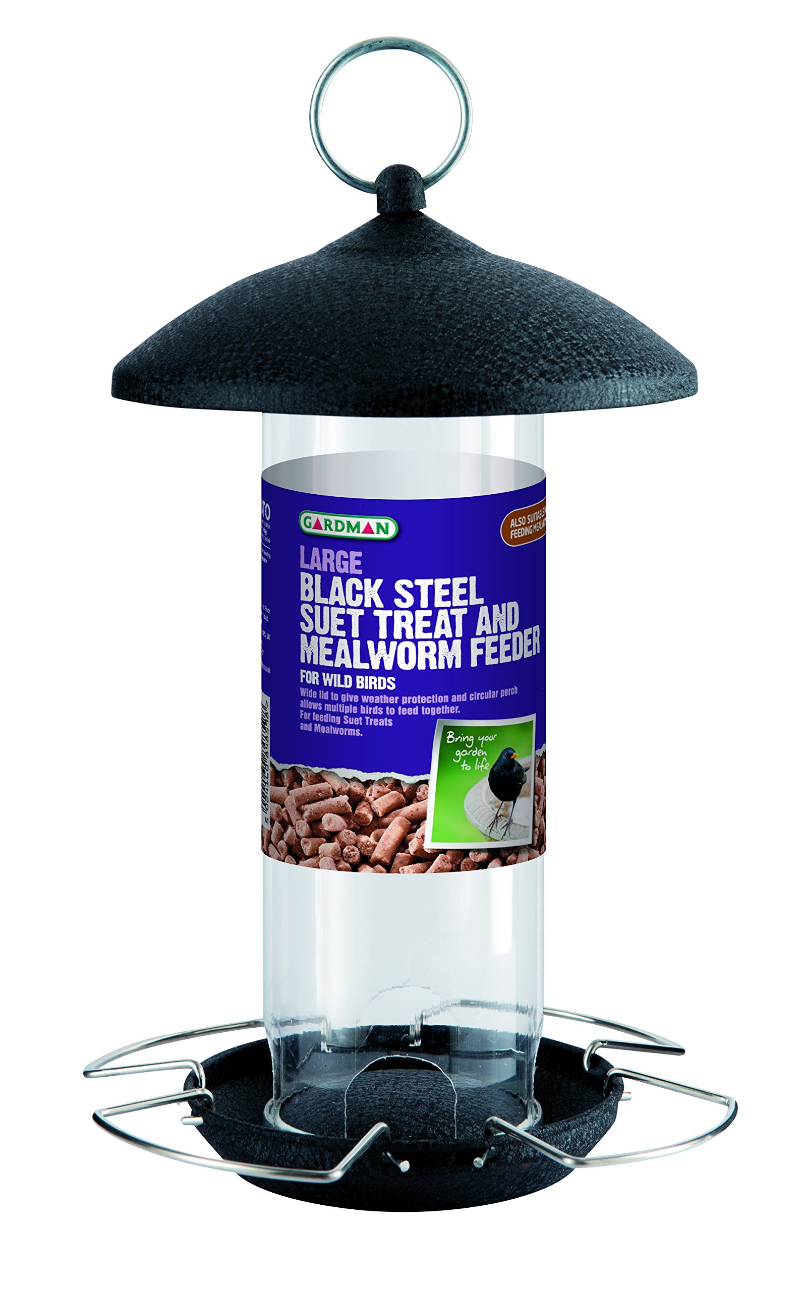 Gardman Black Steel Suet Treat and Mealworm Bird Feeder — image 1